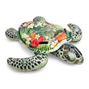 Intex Realistic Sea Turtle Inflatable Ride On Pool Float with Heavy Duty Handles